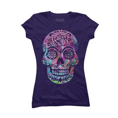 Junior's Design By Humans Halloween Sugar Skull By Honeytree T-Shirt 6 Junior's Design By Humans Halloween Sugar Skull By Honeytree T-Shirt - Image 6