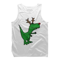 Men's Design By Humans Cool Funny Christmas T-Rex Dinosaur With Antlers By SmileToday Tank Top -Design By Humans GUEST 00cddcf3 1f73 4cf7 8280 0f8ef9134b73