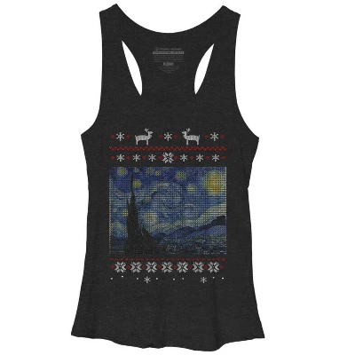 Women's Design By Humans Starry Night Ugly Christmas By FandomizedRose Racerback Tank Top 3 Women's Design By Humans Starry Night Ugly Christmas By FandomizedRose Racerback Tank Top - Image 3