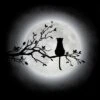 Junior's Design By Humans The Cat And The Moon By Maryedenoa T-Shirt