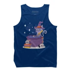 Men's Design By Humans Halloween Kitty Cauldron By Machmigo Tank Top -Design By Humans GUEST 019ba7ad e4de 4e67 970b 115318387c4b