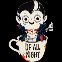 Junior's Design By Humans Dracula And Coffee By Ppmid T-Shirt