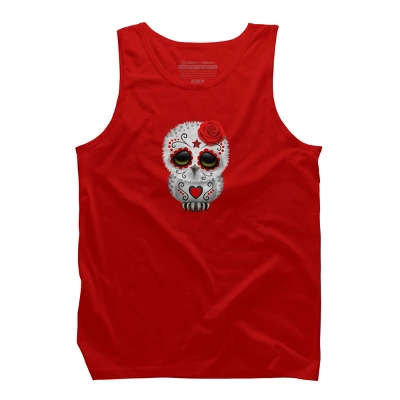 Men's Design By Humans Cute Red Day Of The Dead Sugar Skull Owl By Jeffbartels Tank Top 5 Men's Design By Humans Cute Red Day Of The Dead Sugar Skull Owl By Jeffbartels Tank Top - Image 5