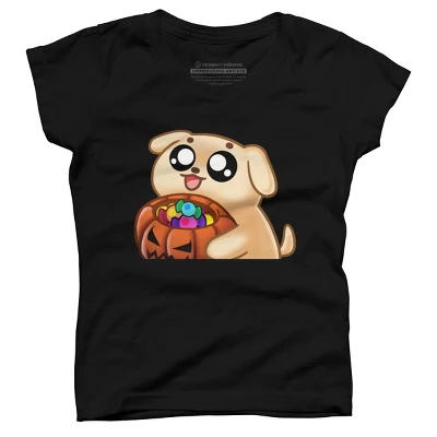Girl's Design By Humans Halloween Candy Pup By Puppers T-Shirt 3 Girl's Design By Humans Halloween Candy Pup By Puppers T-Shirt - Image 3