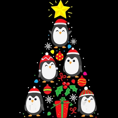 Junior's Design By Humans Penguin Christmas Tree By NekoShop T-Shirt 1 Junior's Design By Humans Penguin Christmas Tree By NekoShop T-Shirt