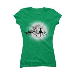 Junior's Design By Humans The Cat And The Moon By Maryedenoa T-Shirt -Design By Humans GUEST 06caa4bb 8193 4ce8 bc3e 0bd7f0314660