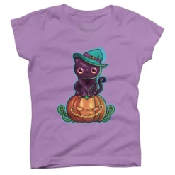 Girl's Design By Humans Ferociously Cute Halloween Vampire Witch Kitty Cat By LittleBunnySunshine T-Shirt -Design By Humans GUEST 06ddf7f1 3725 4edb 94d0 7aad549df39b