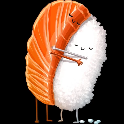 Men's Design By Humans Sushi Hug By Andremullerdko Tank Top 1 Men's Design By Humans Sushi Hug By Andremullerdko Tank Top