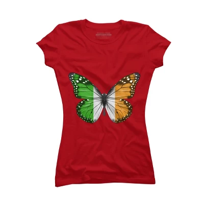 Junior's Design By Humans Butterfly Flag Of Ireland By GiftsIdeas T-Shirt 5 Junior's Design By Humans Butterfly Flag Of Ireland By GiftsIdeas T-Shirt - Image 5