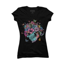 Junior's Design By Humans Floral Butterfly Skull Funny Halloween Costume Hippie Flower By JeilJersey T-Shirt -Design By Humans GUEST 0a3bded7 3e4c 4a67 8a0e 9dc2d7b57686