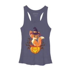 Women's Design By Humans Cute Witch Fox With Jack O Lantern Halloween Shirt By Thebeardstudio Racerback Tank Top -Design By Humans GUEST 0a64852b ee3d 4a1f a43c 4e90c235daee