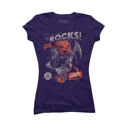 Junior's Design By Humans Rock Pumpkin By EduEly T-Shirt 6 Junior's Design By Humans Rock Pumpkin By EduEly T-Shirt - Image 6
