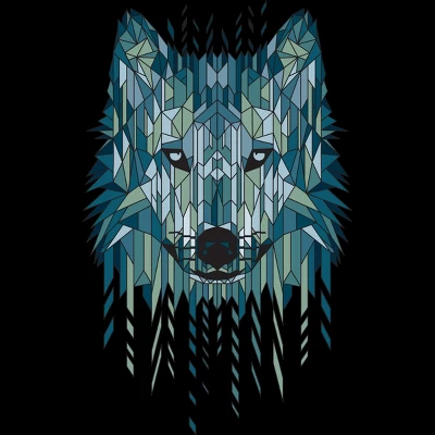 Girl's Design By Humans Geometric Wolf By Jun087 T-Shirt 1 Girl's Design By Humans Geometric Wolf By Jun087 T-Shirt