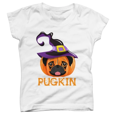 Girl's Design By Humans Pugkin Pumpin Halloween By Trantanphat95 T-Shirt 4 Girl's Design By Humans Pugkin Pumpin Halloween By Trantanphat95 T-Shirt - Image 4
