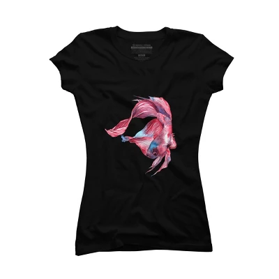 Junior's Design By Humans Betta Fish By GisaPizzatto T-Shirt 3 Junior's Design By Humans Betta Fish By GisaPizzatto T-Shirt - Image 3