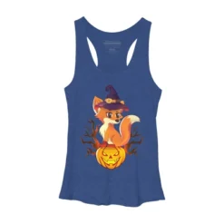 Women's Design By Humans Cute Witch Fox With Jack O Lantern Halloween Shirt By Thebeardstudio Racerback Tank Top -Design By Humans GUEST 0d0df2c0 e5a3 4062 96da 9868a5bfdfbc