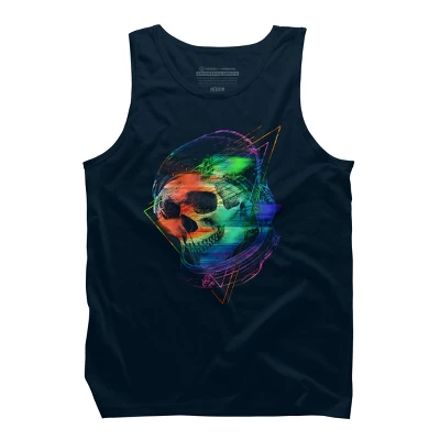 Men's Design By Humans Glitch Skull By Clingcling Tank Top 4 Men's Design By Humans Glitch Skull By Clingcling Tank Top - Image 4