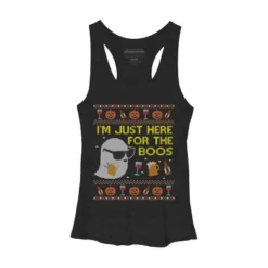 Women's Design By Humans Funny Here For The Boos Ugly Halloween Sweater By DragonTee Racerback Tank Top -Design By Humans GUEST 0e7e394e f10b 4701 bdb7 974ba09cac11