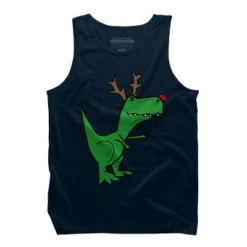 Men's Design By Humans Cool Funny Christmas T-Rex Dinosaur With Antlers By SmileToday Tank Top -Design By Humans GUEST 0ed31b3f 0278 4582 ada6 78c2d960347d