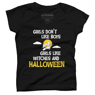 Girl's Design By Humans Girls Like Halloween By OffensiveFun T-Shirt 3 Girl's Design By Humans Girls Like Halloween By OffensiveFun T-Shirt - Image 3