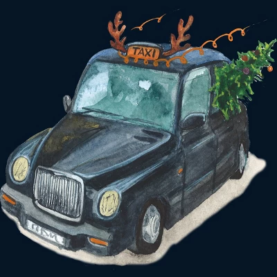 Men's Design By Humans Christmas Cab By ValerieShephard Tank Top 1 Men's Design By Humans Christmas Cab By ValerieShephard Tank Top