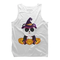 Men's Design By Humans Cute Panda Mock Up Witch With Jack O Lantern Halloween T-Shirt By Thebeardstudio Tank Top -Design By Humans GUEST 11dbcf93 e5b9 4a94 8822 65afbd8ae550