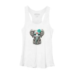 Women's Design By Humans Blue Day Of The Dead Sugar Skull Baby Elephant By Jeffbartels Racerback Tank Top -Design By Humans GUEST 13c3bd25 ac8a 4045 aa9a 7df62e2dd0c7