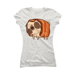 Junior's Design By Humans Puglie Bacon Strip By Puglie T-Shirt -Design By Humans GUEST 144d9a28 6868 4e7d a0fe e75eca1bdcc2