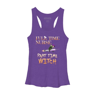 Women's Design By Humans Halloween Costume Full Time Nurse Part-Time Witch By TeeShirtMadness Racerback Tank Top 6 Women's Design By Humans Halloween Costume Full Time Nurse Part-Time Witch By TeeShirtMadness Racerback Tank Top - Image 6