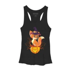 Women's Design By Humans Cute Witch Fox With Jack O Lantern Halloween Shirt By Thebeardstudio Racerback Tank Top -Design By Humans GUEST 14c046d9 1d17 4f2a 8a8e e23e381f1174