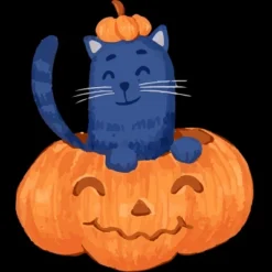Junior's Design By Humans Halloween Cat In A Pumpkin By Wubbadub T-Shirt