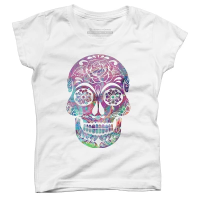 Girl's Design By Humans Halloween Sugar Skull By Honeytree T-Shirt 4 Girl's Design By Humans Halloween Sugar Skull By Honeytree T-Shirt - Image 4