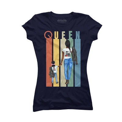 Junior's Design By Humans Mother's Day Black Mom Queen Retro Stripes By Duron4 T-Shirt 4 Junior's Design By Humans Mother's Day Black Mom Queen Retro Stripes By Duron4 T-Shirt - Image 4