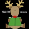 Junior's Design By Humans Christmas Reading Reindeer Shirt By Galvanized T-Shirt