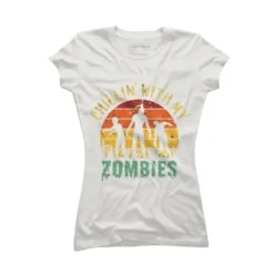 Junior's Design By Humans Halloween Chillin With My Zombies Funny By Ering T-Shirt -Design By Humans GUEST 1b9eee39 d7e5 4e12 a797 c1027cda07ce