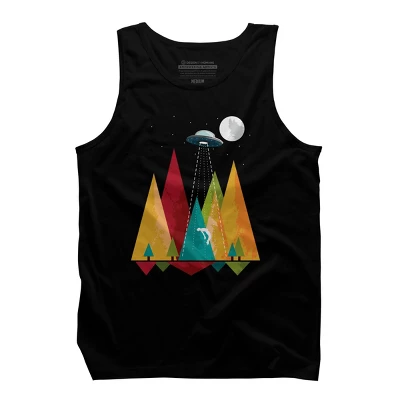 Men's Design By Humans UFO Geometric Forest Abduction By Alnavasord Tank Top 2 Men's Design By Humans UFO Geometric Forest Abduction By Alnavasord Tank Top - Image 2