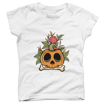 Girl's Design By Humans Halloween With Rose Illustration By Rukurustudio T-Shirt 4 Girl's Design By Humans Halloween With Rose Illustration By Rukurustudio T-Shirt - Image 4