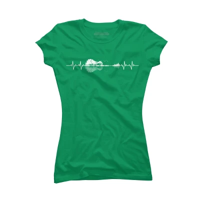 Junior's Design By Humans Nature Guitar Heart Beat By Maryedenoa T-Shirt 8 Junior's Design By Humans Nature Guitar Heart Beat By Maryedenoa T-Shirt - Image 8