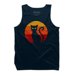 Men's Design By Humans Vintage Retro Sunset Halloween Black Cat I By Lemonpepper Tank Top -Design By Humans GUEST 1fd2c633 019d 44da b711 62eaa445a523