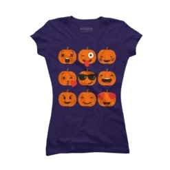 Junior's Design By Humans Halloween Pumpkins Emoji By Honeytree T-Shirt -Design By Humans GUEST 205cc769 ce62 446e 9d5f 18de7473070f