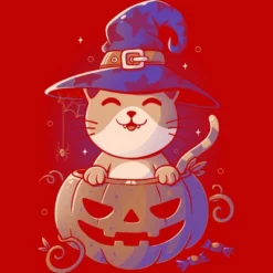 Men's Design By Humans Spooky Kitty Funny Cute Magic Halloween By EduEly Tank Top