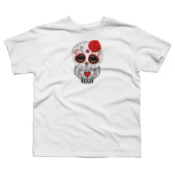 Boy's Design By Humans Cute Red Day Of The Dead Sugar Skull Owl By Jeffbartels T-Shirt -Design By Humans GUEST 22a0d98d 82b1 4dd2 a99a 1bf06cd11166