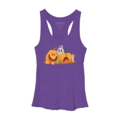 Women's Design By Humans Halloween Cartoon Pumpkins And Ghost By VectorVillain Racerback Tank Top -Design By Humans GUEST 22a5b985 63f2 4980 a15b 8e88bfcce8b8