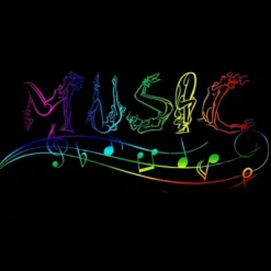 Junior's Design By Humans Rainbow Yoga Music Notes By AleksandrYacenko T-Shirt