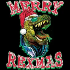 Women's Design By Humans Merry RexMas T Rex Christmas Dinosaur By MudgeStudios Racerback Tank Top