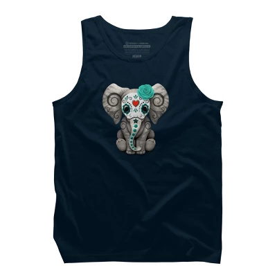 Men's Design By Humans Blue Day Of The Dead Sugar Skull Baby Elephant By Jeffbartels Tank Top 6 Men's Design By Humans Blue Day Of The Dead Sugar Skull Baby Elephant By Jeffbartels Tank Top - Image 6