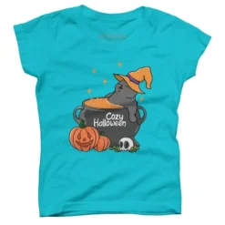 Girl's Design By Humans Cozy Halloween By Kimprut T-Shirt -Design By Humans GUEST 233be5ed be40 4f49 8831 a667ea1d4d57