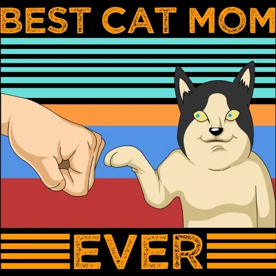 Junior's Design By Humans Best Cat Mom Ever Retro Stripes By Shirtpublic T-Shirt 1 Junior's Design By Humans Best Cat Mom Ever Retro Stripes By Shirtpublic T-Shirt