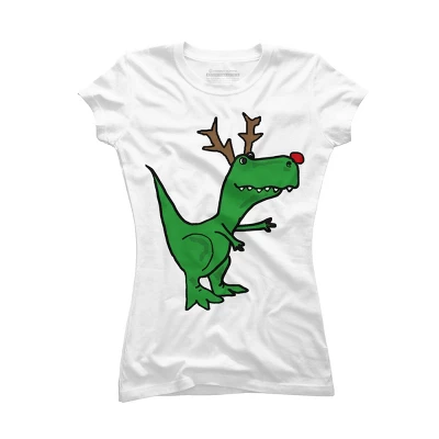 Junior's Design By Humans Cool Funny Christmas T-Rex Dinosaur With Antlers By SmileToday T-Shirt 4 Junior's Design By Humans Cool Funny Christmas T-Rex Dinosaur With Antlers By SmileToday T-Shirt - Image 4