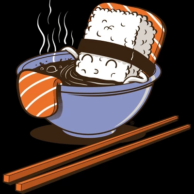 Junior's Design By Humans Sushi Bath Time By FernandoSala T-Shirt 1 Junior's Design By Humans Sushi Bath Time By FernandoSala T-Shirt